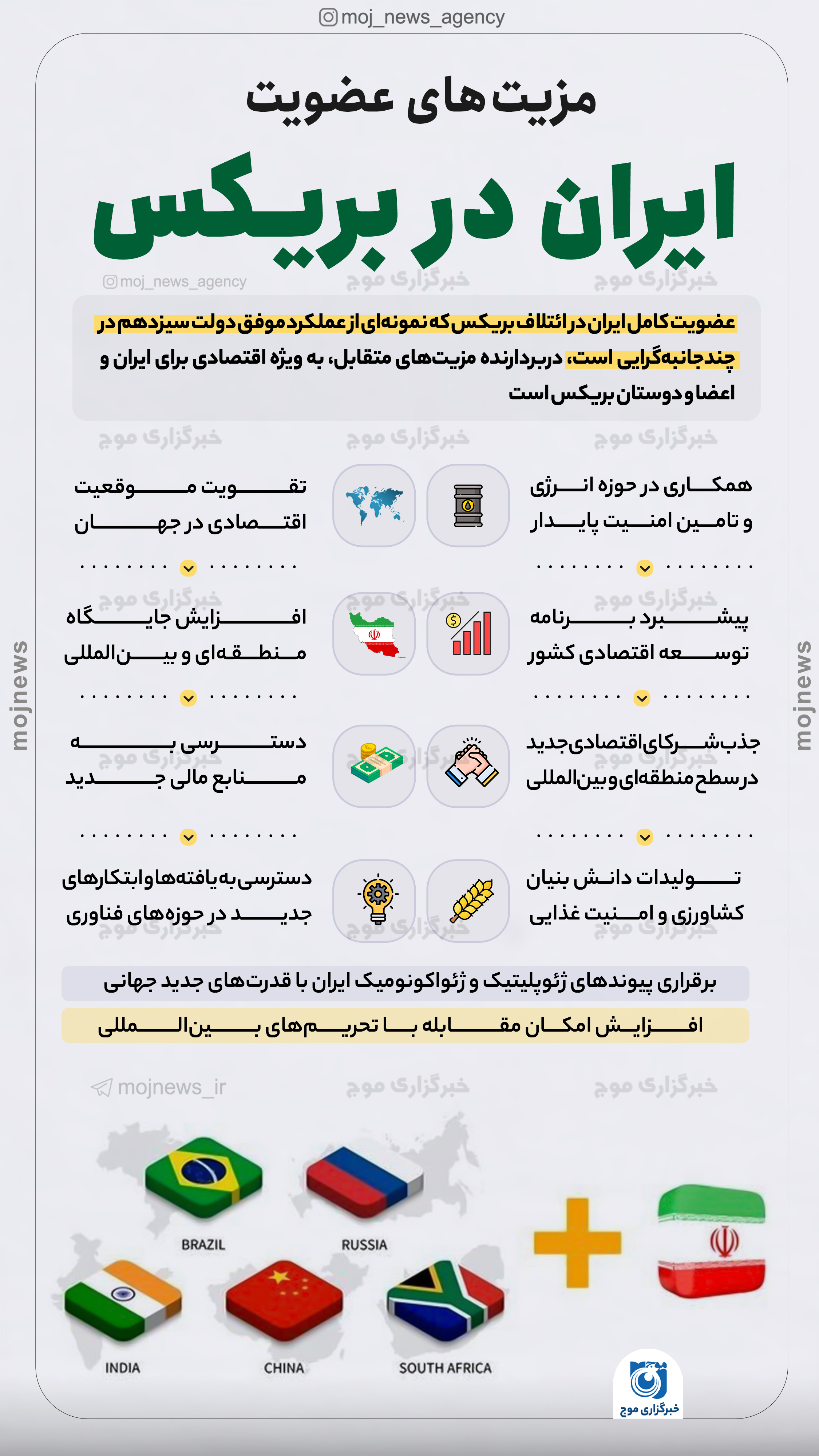 مزایای عضویت ایران در بریکس موج