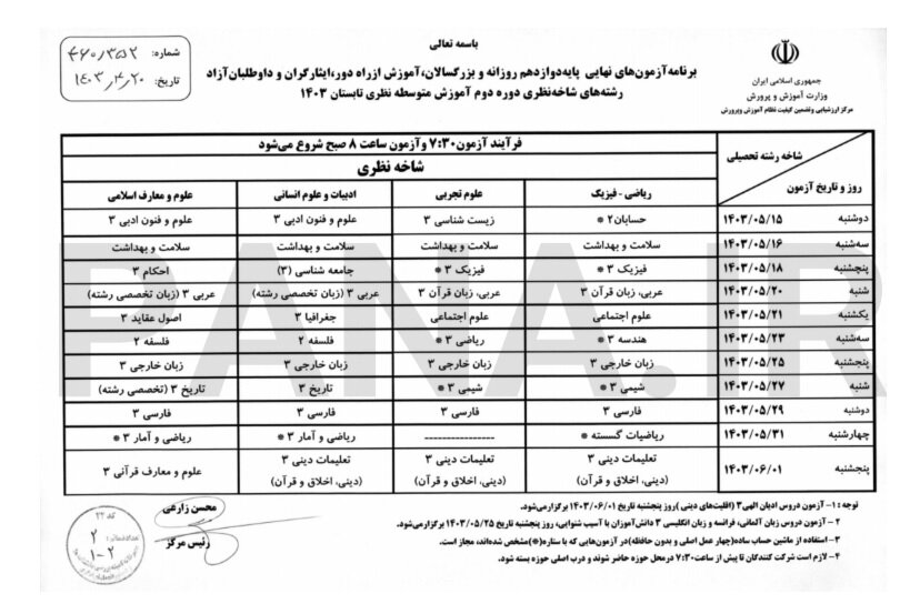 امتحانات نهایی