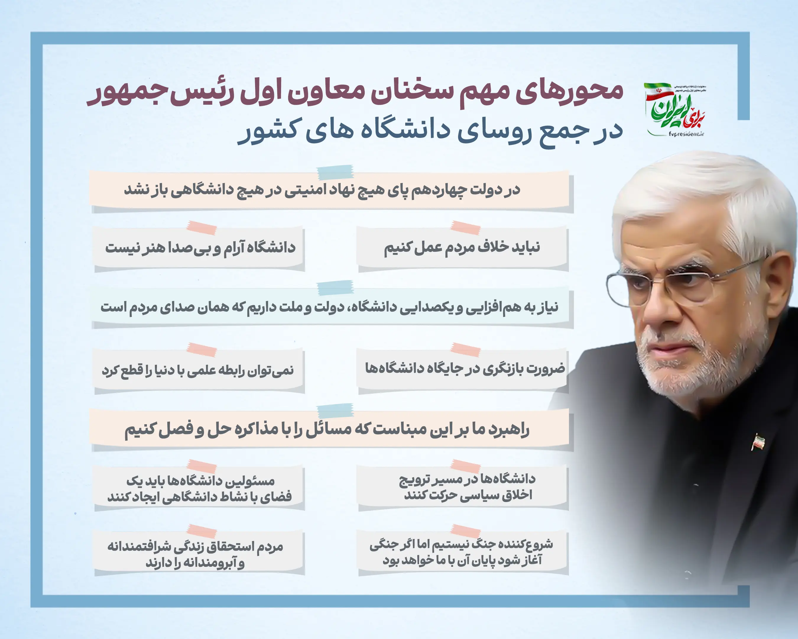محورهای مهم سخنان معاون اول رئیس‌جمهور در جمع روسای دانشگاه های کشور copy