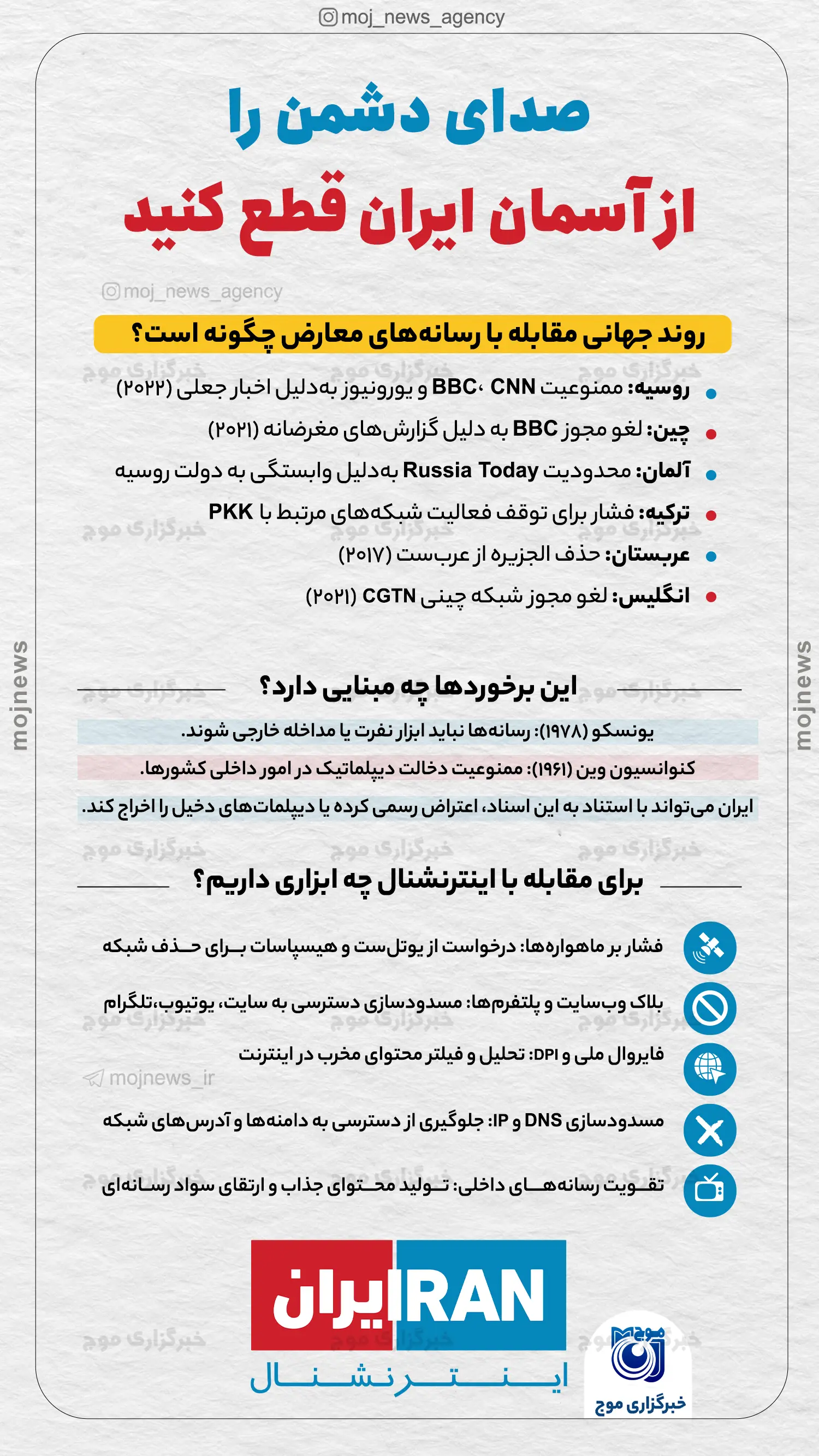 صدای دشمن را از آسمان ایران قطع کنید موج