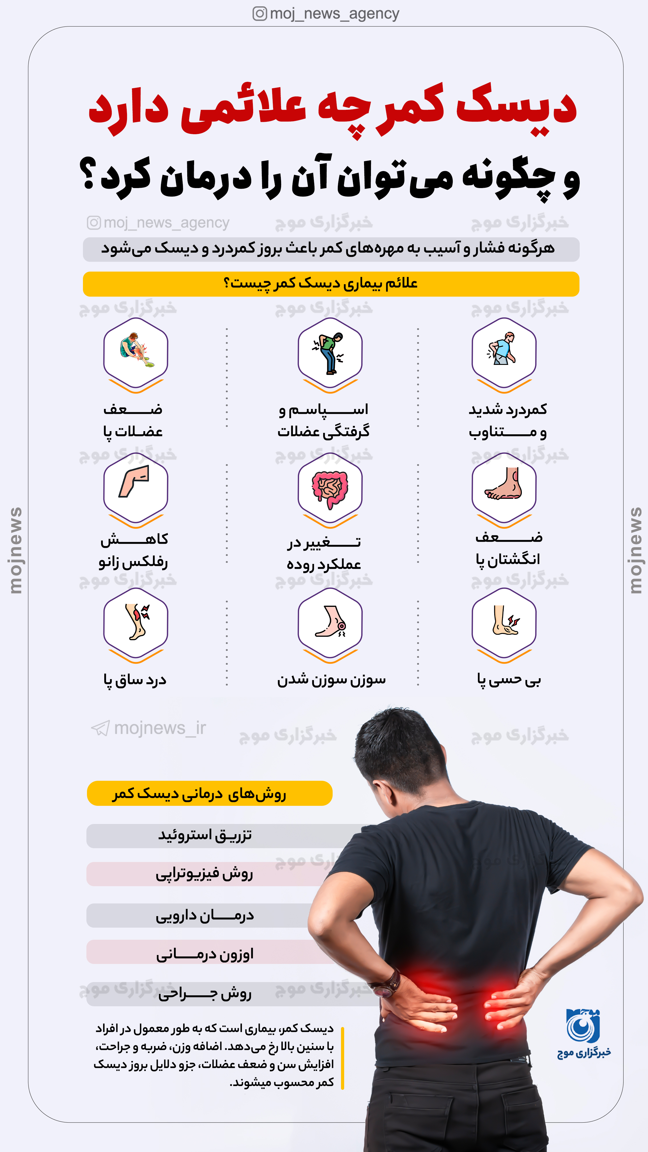 دیسک کمر چه علائمی دارد موج