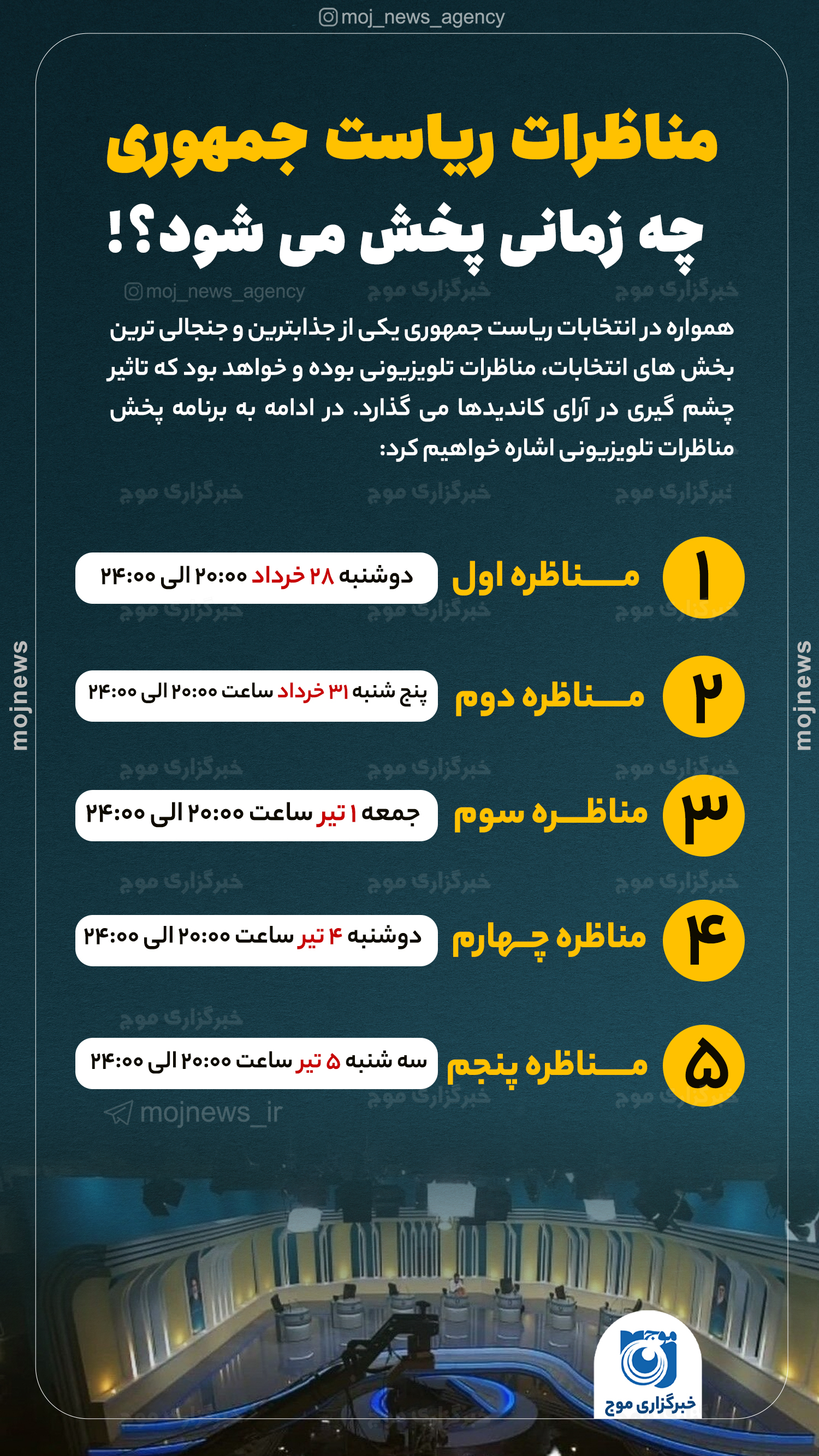 مناظرات ریاست جمهوری چه زمانی پخش می شود؟! موج