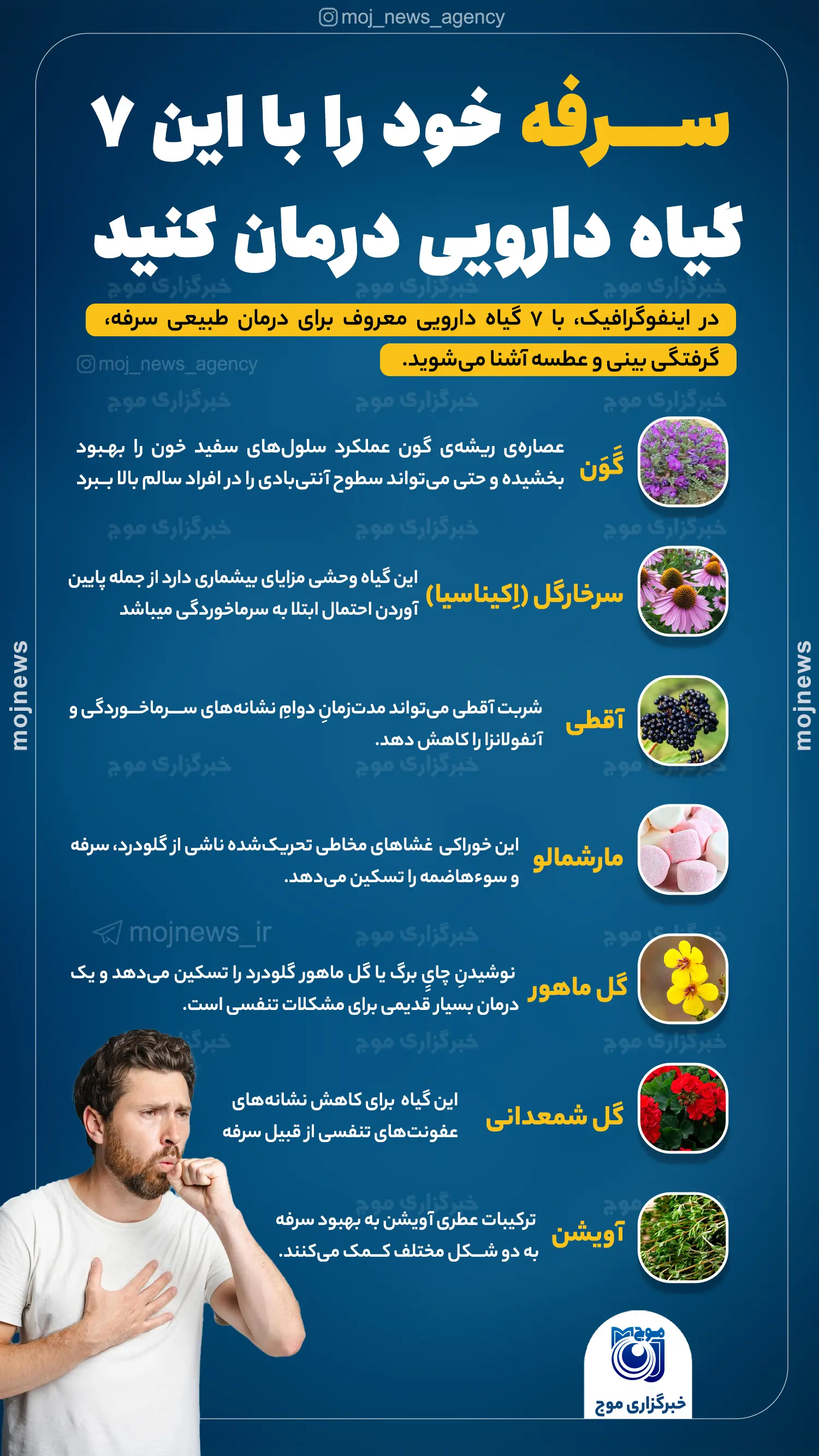 سرفه خود را با این ۷ گیاه دارویی درمان کنید موج