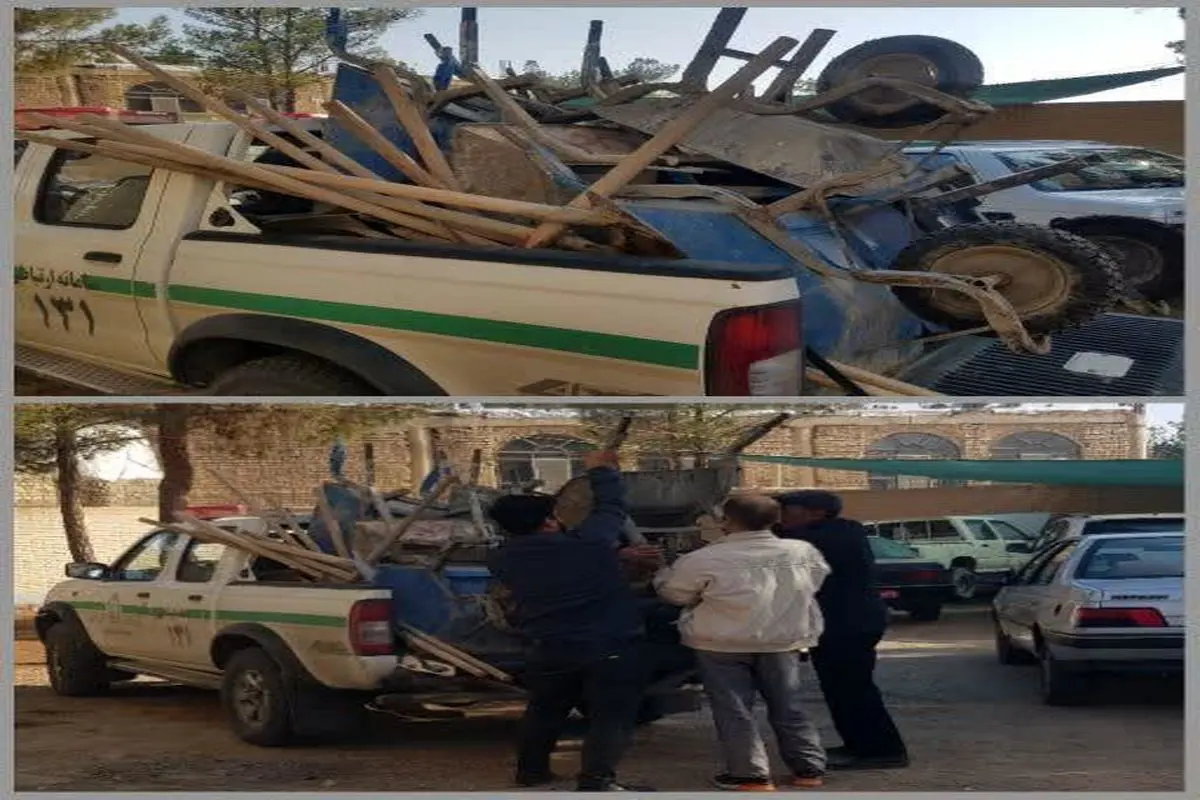 جمع آوری مصالح ساختمانی غیرمجاز در اراضی کشاورزی دهستان براآن جنوبی