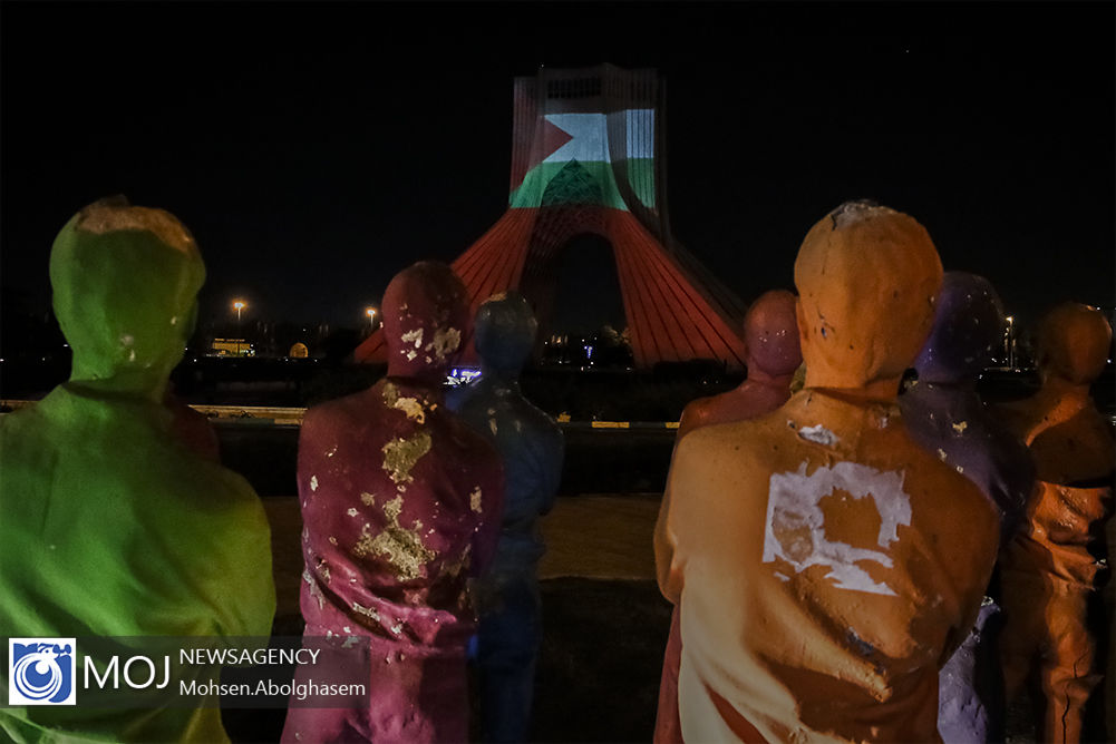 ویدیو مپینگ برج آزادی با عنوان محکوم کردن حملات رژیم صهیونیستی