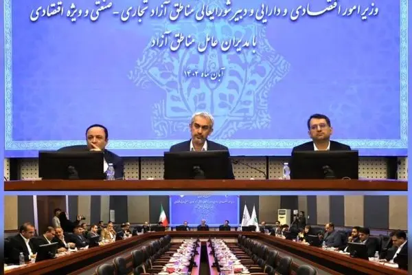 نشست هم اندیشی وزیر امور اقتصاد و دارایی و دبیر شورای عالی مناطق آزاد با مدیران عامل مناطق آزاد