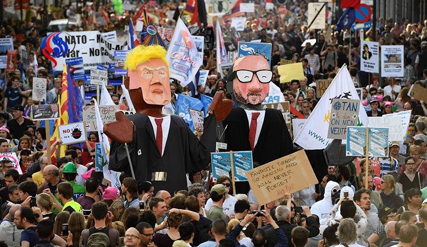 ورود جنجالی ترامپ به بروکسل برای حضور در ناتو