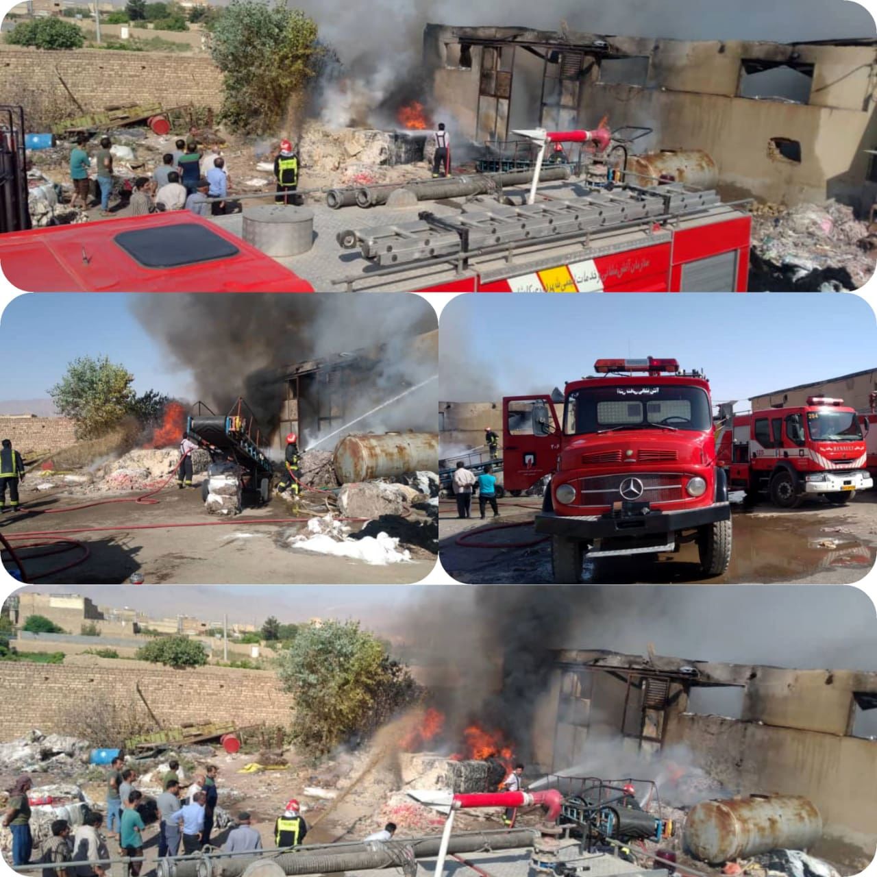 وقوع آتش سوزی در کارگاه حلاجی الیاف کاشان/ اعزام چهار ایستگاه آتش نشانی
