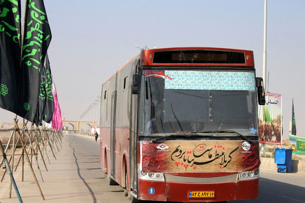 خدمت رسانی 45 دستگاه اتوبوس به عزاداران اربعین در امامزاده شاه کرم(ع) اصفهان