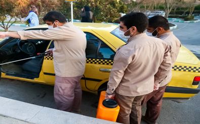 ضد عفونی کردن وسایل نقلیه عمومی توسط بسیجیان  در اصفهان