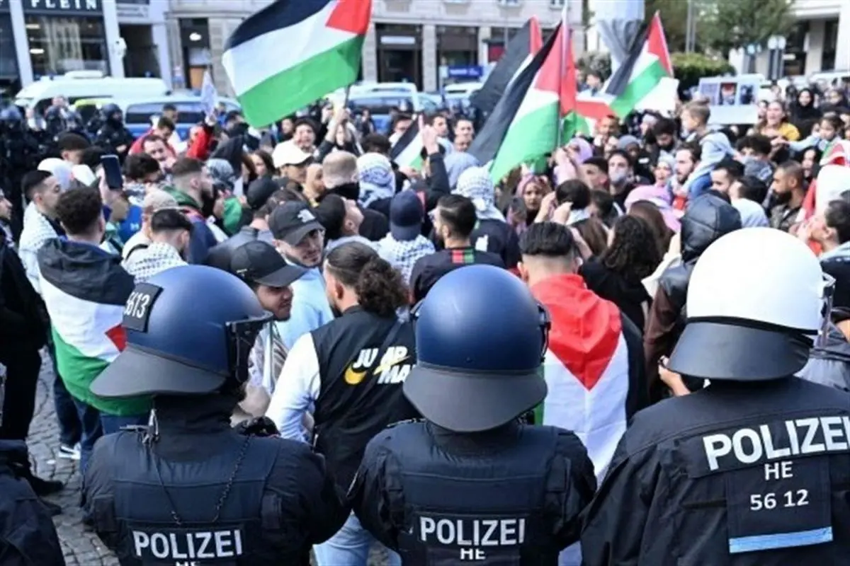 فرانکفورت شاهد تظاهرات ۱۰ هزار نفری حمایت از فلسطین شد