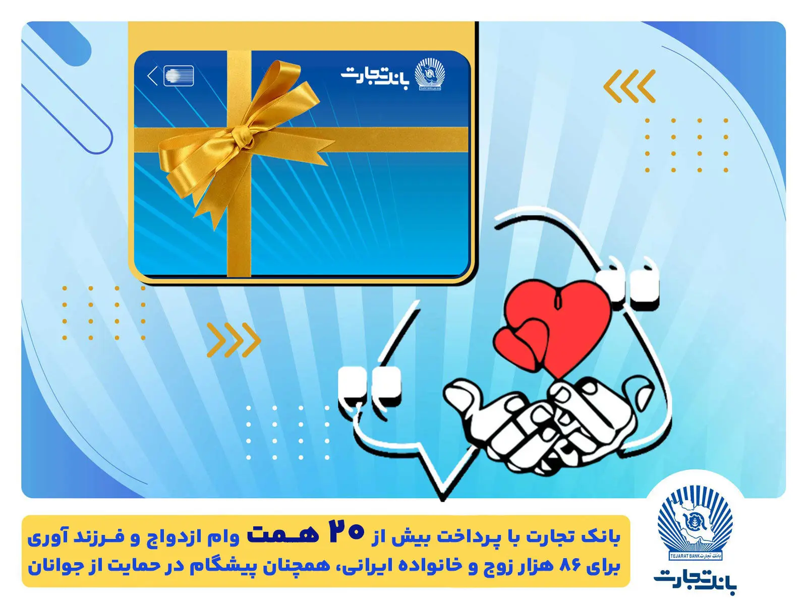 تسهیلات ازدواج و فرزندآوری بانک تجارت به بیش از20 همت بالغ شد