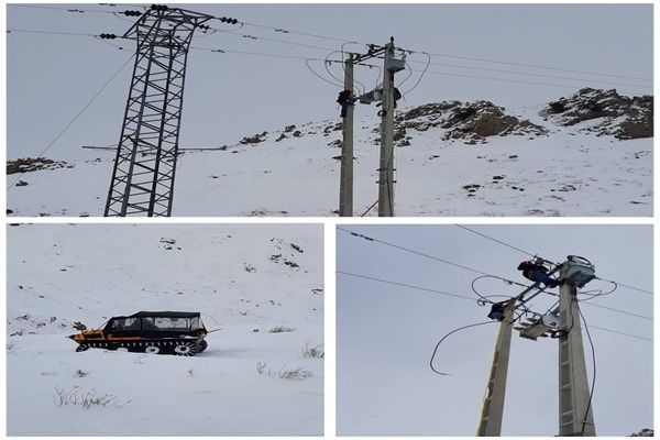 رفع عیب شبکه برق منطقه برفگیر گردنه عسل کشان