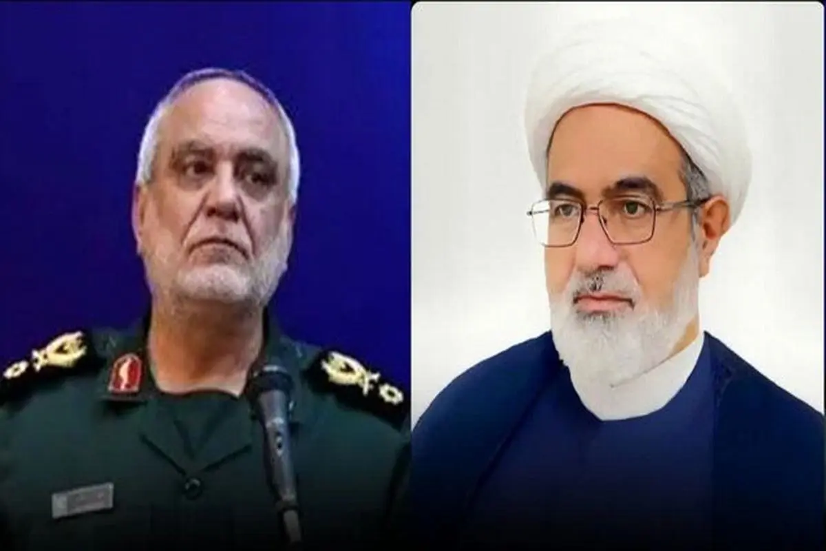 احمدرضا پورخاقان رئیس سازمان قضایی نیروهای مسلح با سردار سرتیپ پاسدار خادمی رئیس سازمان اطلاعات سپاه