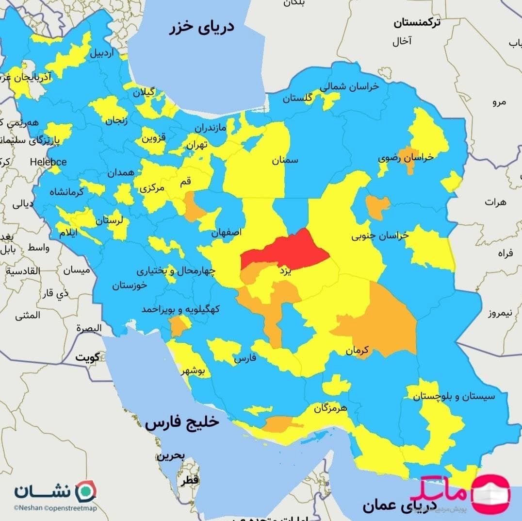 رنگ قرمز به نقشه کرونایی ایران بازگشت
