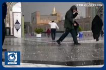 بارش تگرگ در حرم مطهر رضوی + فیلم