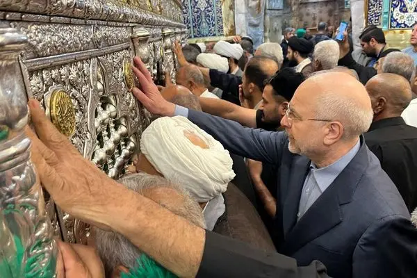زیارت رئیس مجلس از حرم مطهر حضرت معصومه(س) در سفر به قم