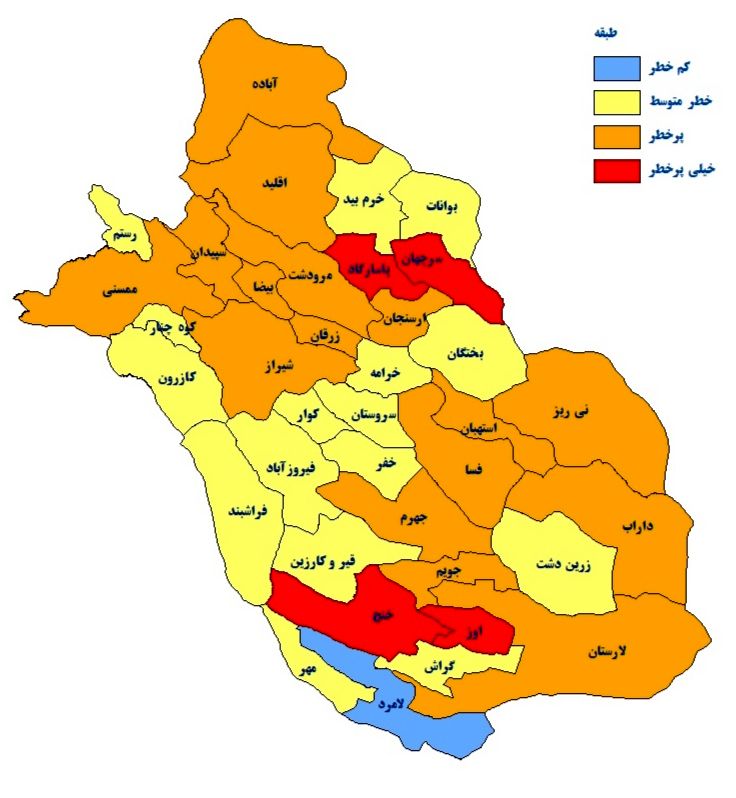 افزایش دو برابری شهرهای قرمز کرونایی در فارس/ هشدار خطر موج هفتم کرونا 