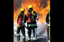 آتش گرفتن یک مخزن گازوئیل در کارگاه ساختمانی