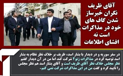آقای ظریف در همراهی نمایندگان در مذاکرات نگران خبرساز شدن گاف های خودش بود نه افشای اطلاعات
