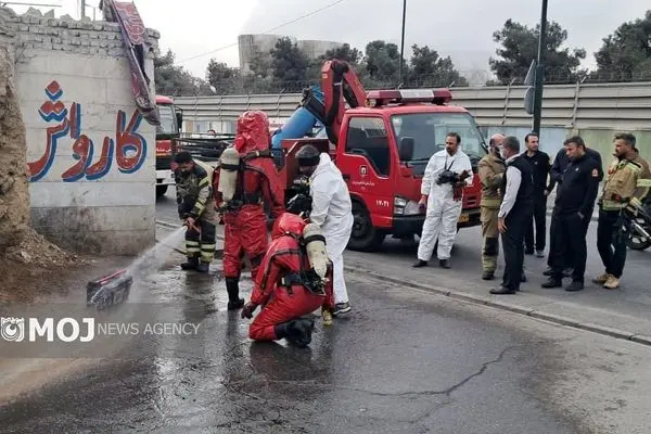 نشت گاز آمونیاک در یک کارخانه در بزرگراه بعثت مهار شد + تصاویر