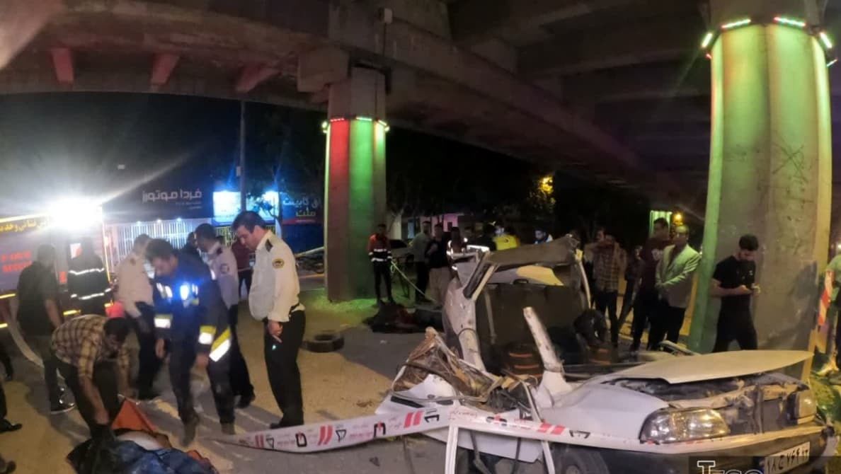 ۲ کشته و یک مصدوم در حادثه واژگونی خودروی پراید در خیابان امام خمینی

