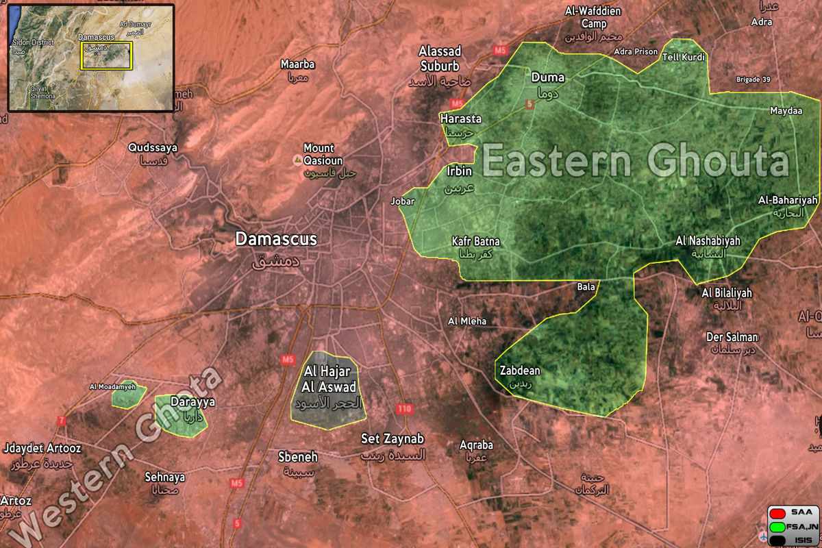 پیشروی میدانی ارتش سوریه در غوطه شرقی و  شکسته شدن خطوط دفاعی تروریست‌ها در جنوب منطقه