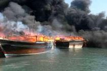 شمار لنجهای سوخته در اسکله کنگان بوشهر به 13 فروند رسید