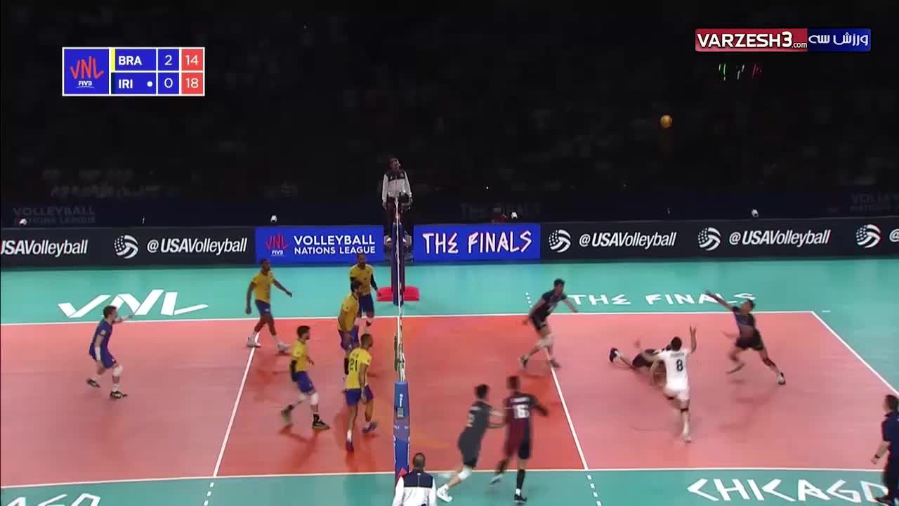 خلاصه بازی والیبال ایران 2 برزیل 3 در لیگ ملت های والیبال