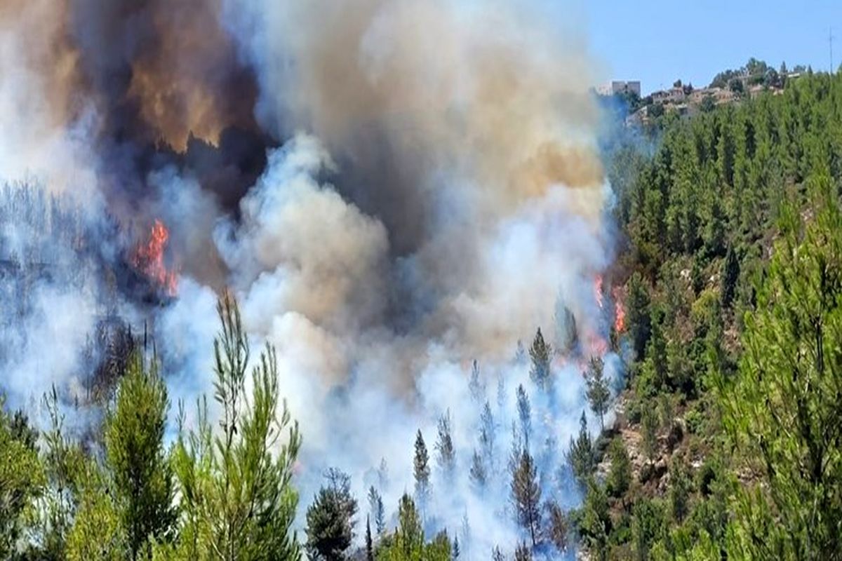  آتش‌سوزی گسترده در نزدیکی قدس اشغالی