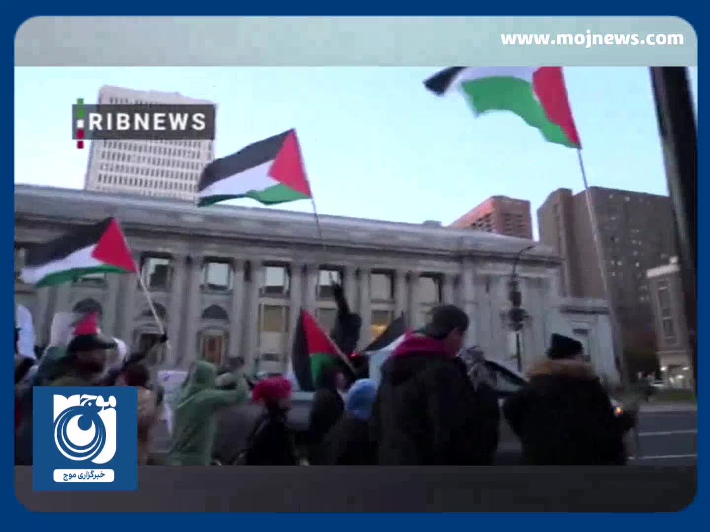 تظاهرات گسترده در مقابل محل سخنرانی بایدن در حمایت از فلسطین + فیلم