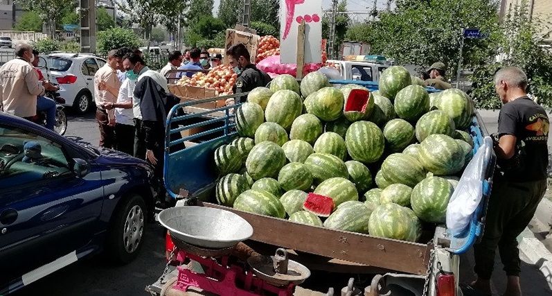 مماشات با وانت بارهای میوه فروش در سطح شهر به دلیل وضعیت بد اقتصادی