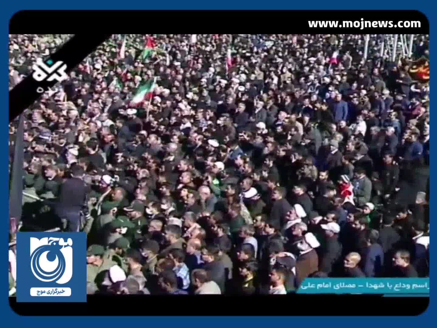  سیل جمعیت در مراسم تشییع شهدای حادثه تروریستی کرمان + فیلم