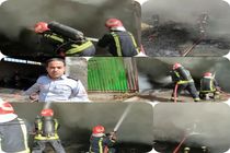 اطفاء آتش سوزی  گسترده  یک کارگاه تولیدی فیلتر در کاشان