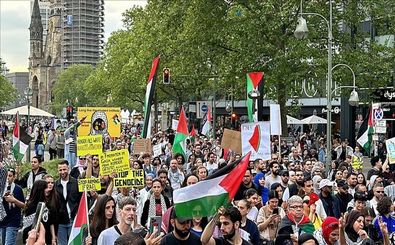 حامیان فلسطین در برلین آلمان تظاهرات کردند