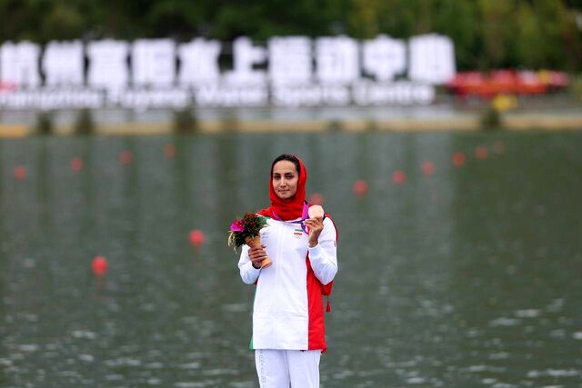 هدیه کاظمی به مدال برنز کایاک بازی‌های آسیایی رسید