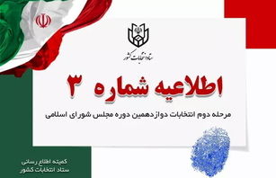 اطلاعیه شماره (۳) مرحله دوم انتخابات دوازدهمین دوره مجلس شورای اسلامی