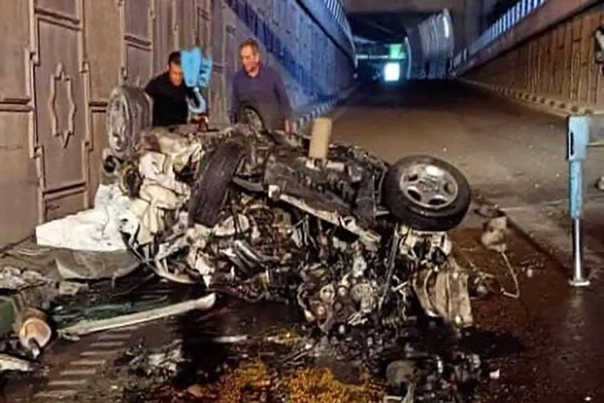 مرگ ۲ جوان در اثر سقوط خودرو از پل صدر+ عکس