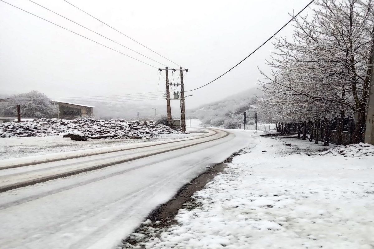 بارش برف بهاری بخش کجور مازندران را سفیدپوش کرد + تصاویر