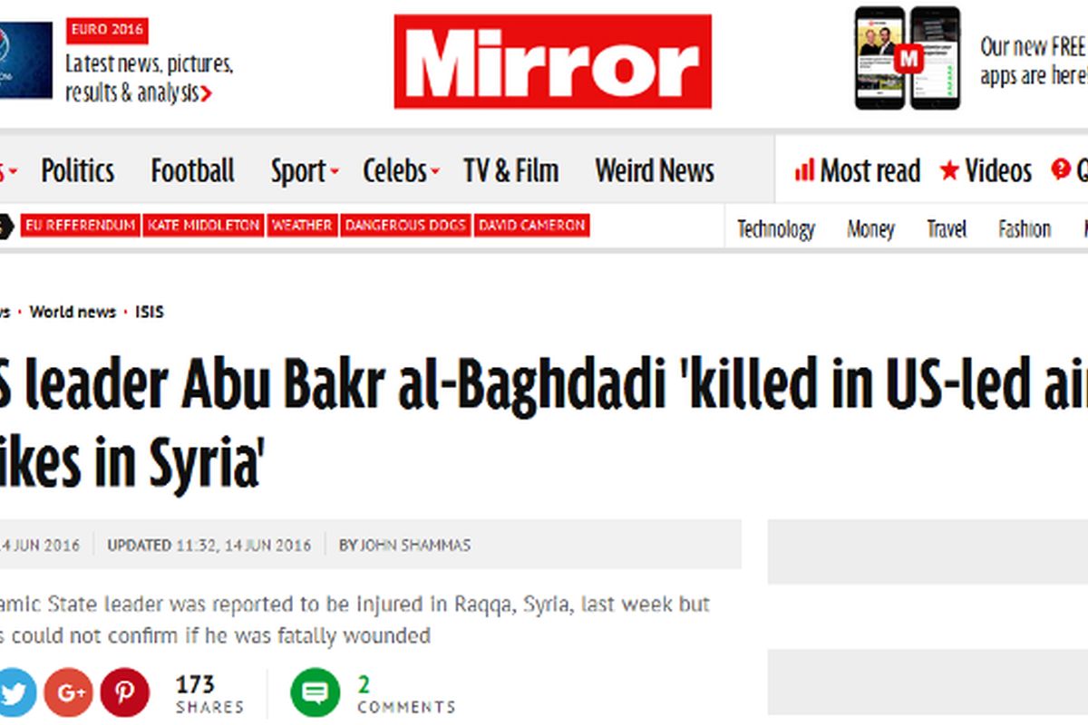 ابوبکر البغدادی بر اثر بمباران هوایی آمریکا کشته شده است