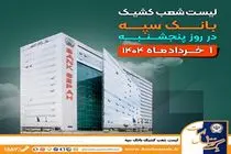 لیست شعب کشیک بانک سپه در روز پنجشنبه اول خردادماه