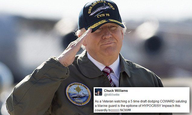 لباس نظامی ترامپ روی عرشه ناو هواپیمابر جنجال به پا کرد