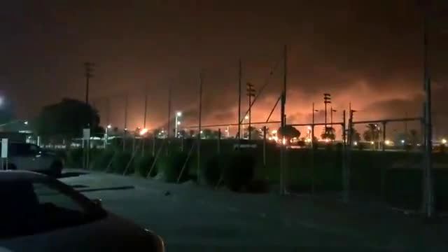 فیلم آتش سوزی در تاسیسات نفتی عربستان