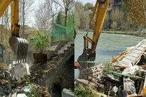 تخریب ساخت و سازهای غیر مجاز در بستر رودخانه زاینده رود 