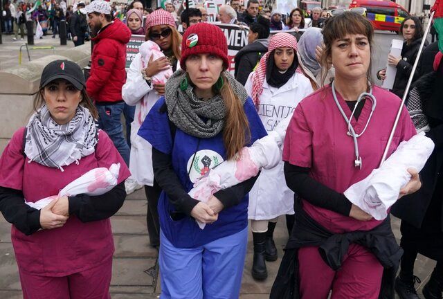پزشکان و پرستاران در انگلیس علیه نسل‌کشی در غزه تظاهرات کردند