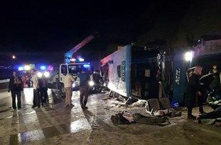 واژگونی مرگبار اتوبوس در محور سوادکوه