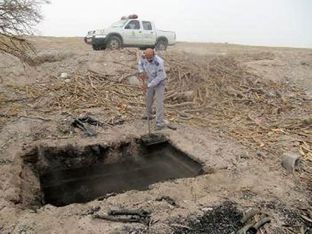 تخریب یک باب کوره ذغال سازی غیرمجاز در شهرستان بندرلنگه