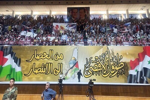 تجمع گسترده حمایت از مردم غزه در پایتخت سوریه