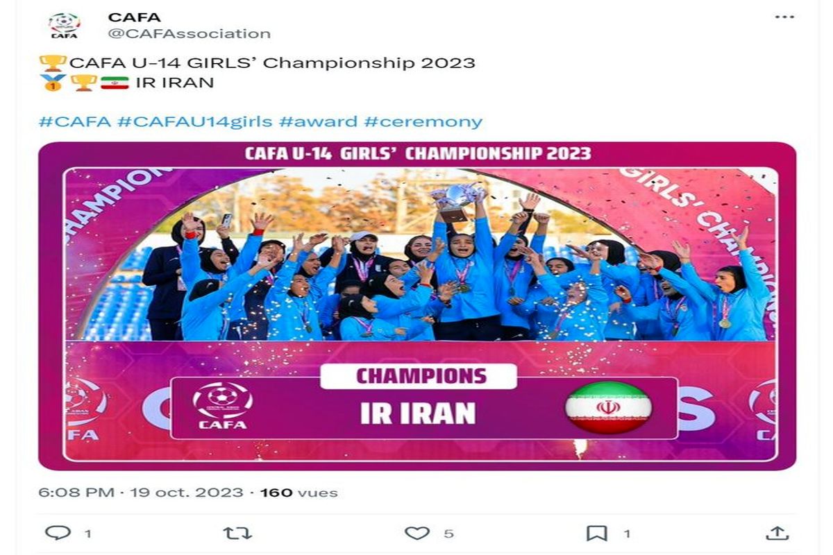 سایت کنفدراسیون فوتبال آسیا از تیم ملی دختران ایران تمجید کرد