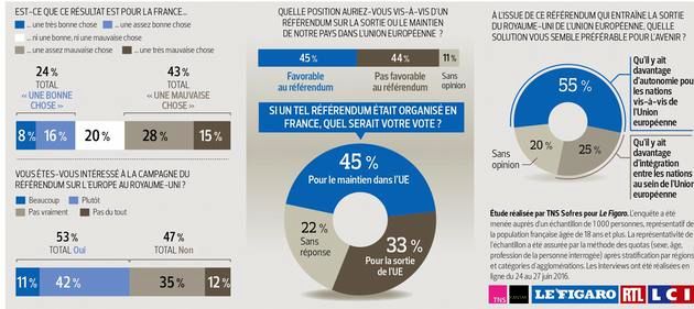 ۴۵ درصد مردم فرانسه خواهان ماندن در اتحادیه اروپا هستند